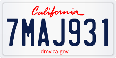 CA license plate 7MAJ931