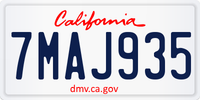 CA license plate 7MAJ935
