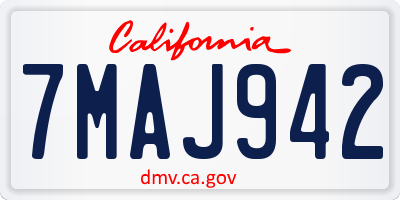 CA license plate 7MAJ942