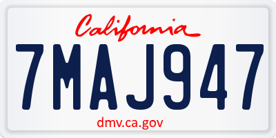 CA license plate 7MAJ947