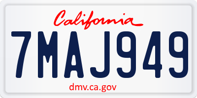 CA license plate 7MAJ949