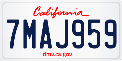 CA license plate 7MAJ959