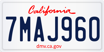 CA license plate 7MAJ960
