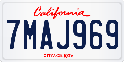 CA license plate 7MAJ969