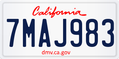 CA license plate 7MAJ983
