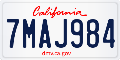 CA license plate 7MAJ984