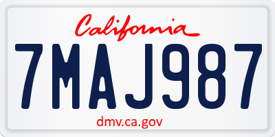 CA license plate 7MAJ987