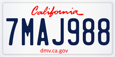 CA license plate 7MAJ988