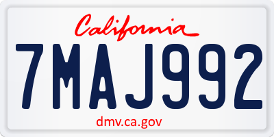 CA license plate 7MAJ992