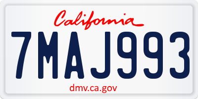 CA license plate 7MAJ993