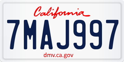 CA license plate 7MAJ997