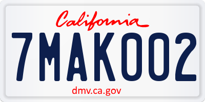 CA license plate 7MAK002