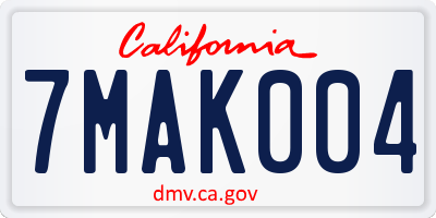 CA license plate 7MAK004