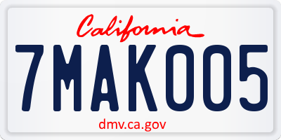 CA license plate 7MAK005