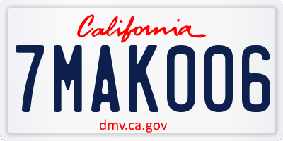 CA license plate 7MAK006