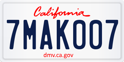 CA license plate 7MAK007