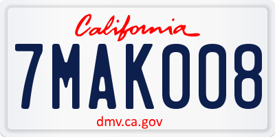 CA license plate 7MAK008