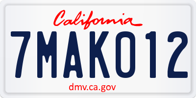 CA license plate 7MAK012