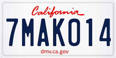 CA license plate 7MAK014