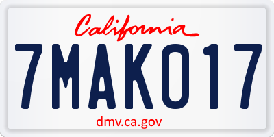 CA license plate 7MAK017