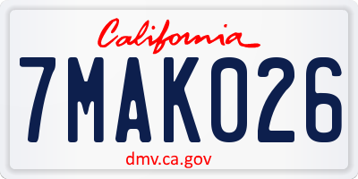 CA license plate 7MAK026