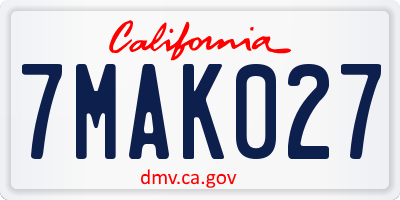 CA license plate 7MAK027