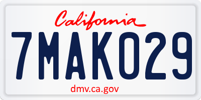 CA license plate 7MAK029