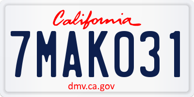 CA license plate 7MAK031