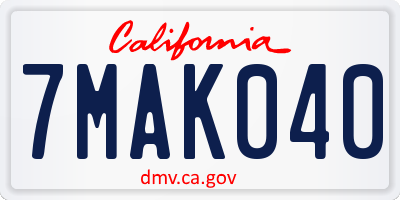 CA license plate 7MAK040