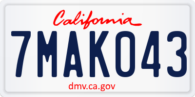 CA license plate 7MAK043