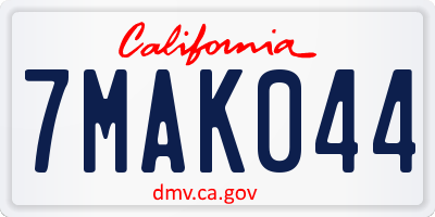 CA license plate 7MAK044