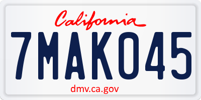 CA license plate 7MAK045