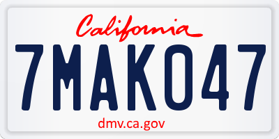 CA license plate 7MAK047