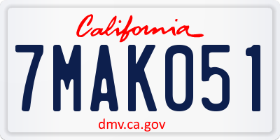 CA license plate 7MAK051