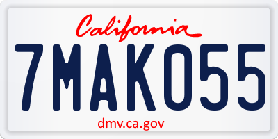 CA license plate 7MAK055