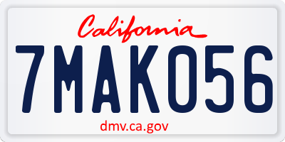 CA license plate 7MAK056
