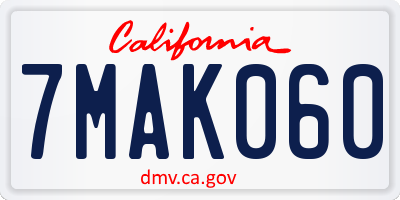 CA license plate 7MAK060