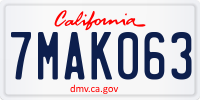 CA license plate 7MAK063
