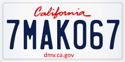 CA license plate 7MAK067