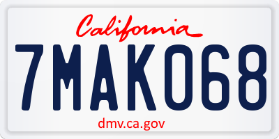 CA license plate 7MAK068
