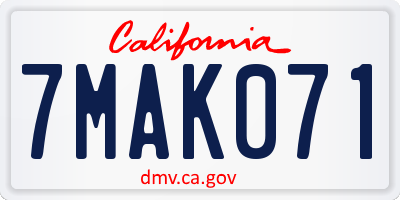 CA license plate 7MAK071