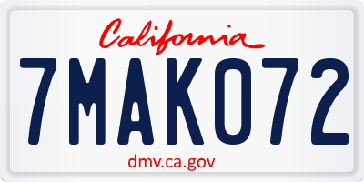 CA license plate 7MAK072