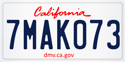 CA license plate 7MAK073