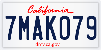 CA license plate 7MAK079