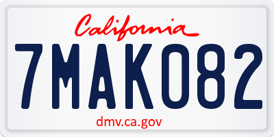CA license plate 7MAK082