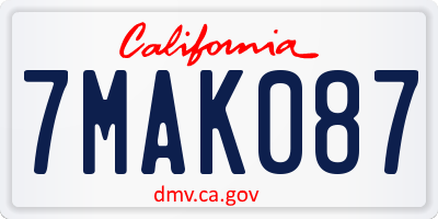 CA license plate 7MAK087