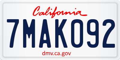 CA license plate 7MAK092