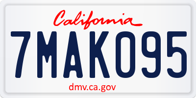 CA license plate 7MAK095
