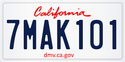 CA license plate 7MAK101