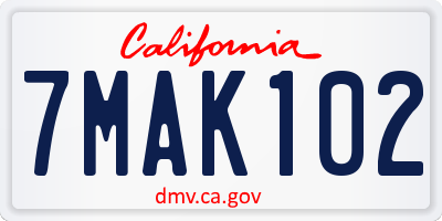 CA license plate 7MAK102